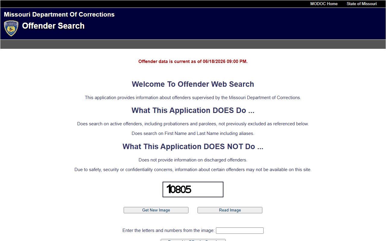 Dade County inmate lookup through Missouri DOC offender search